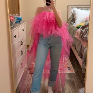 Pink Ruffled Women's Blouse